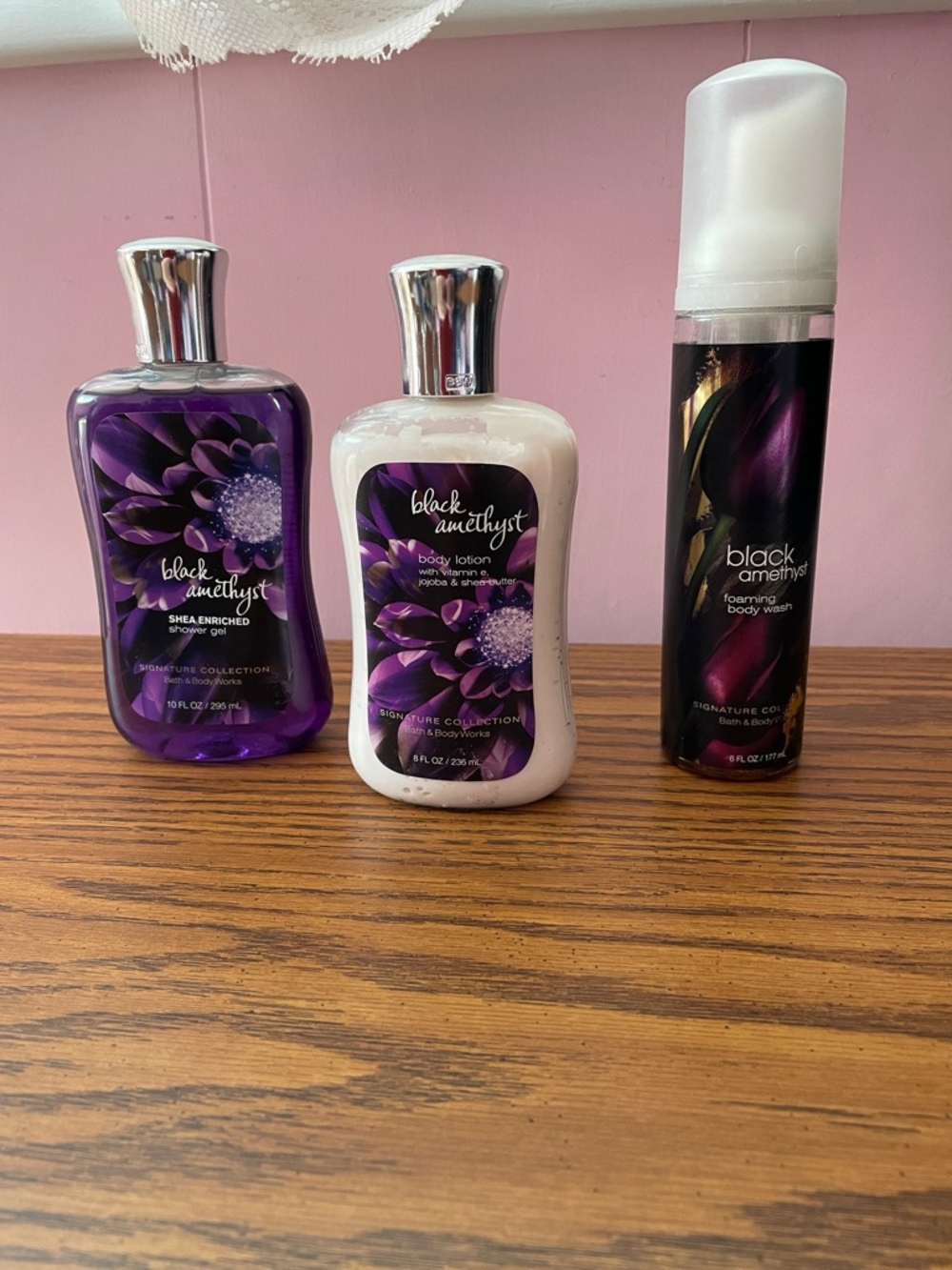 Bath & Body Works Black Amethyst Trio – Purple & Black Packaging